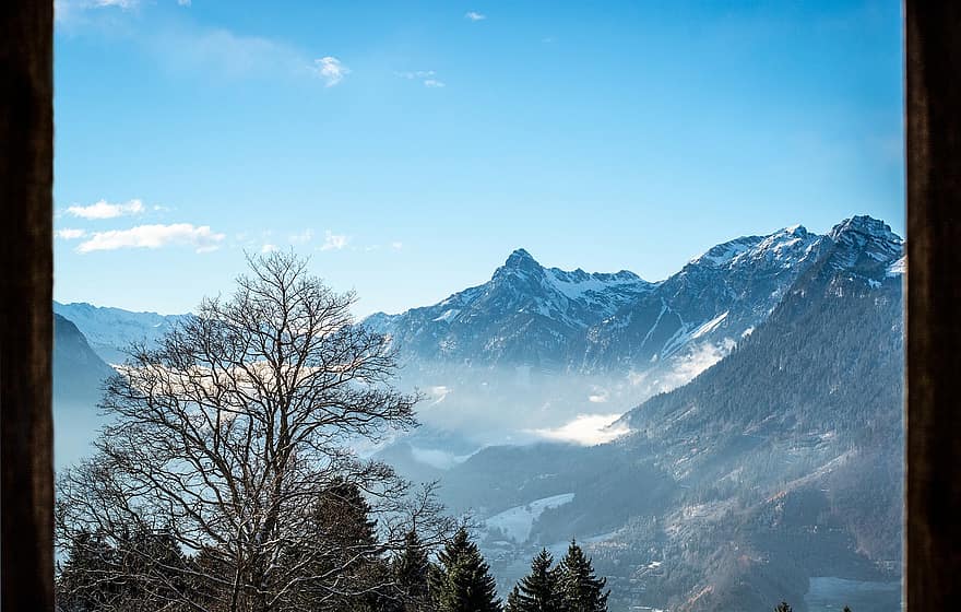 montagne, inverno, paesaggio, natura, vette, Vorarlberg