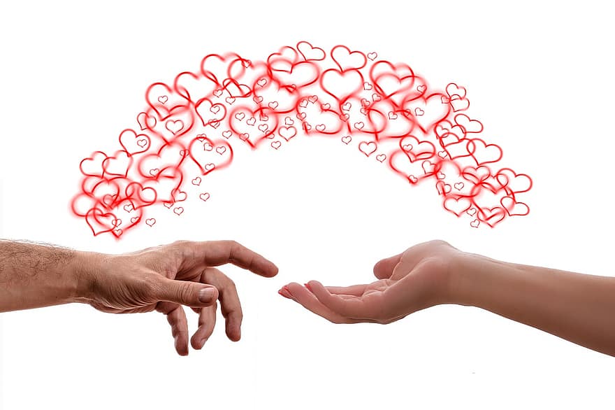 tangan, jantung, cinta, pria, wanita, jari, sentuh, romantis, percintaan, manusia, hari Valentine