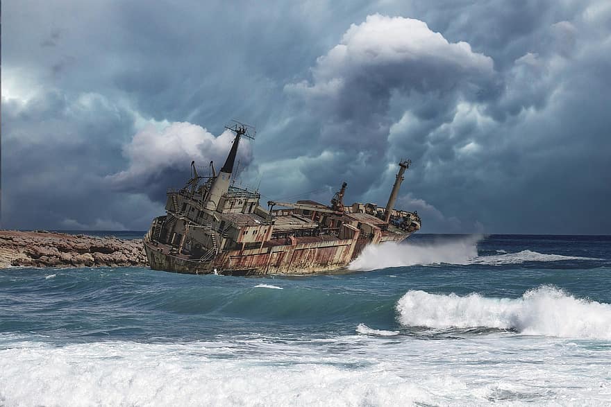 Kecelakaan kapal, laut, badai, awan badai, awan, perahu, kecelakaan, kapal, laut yang kasar, ombak, langit