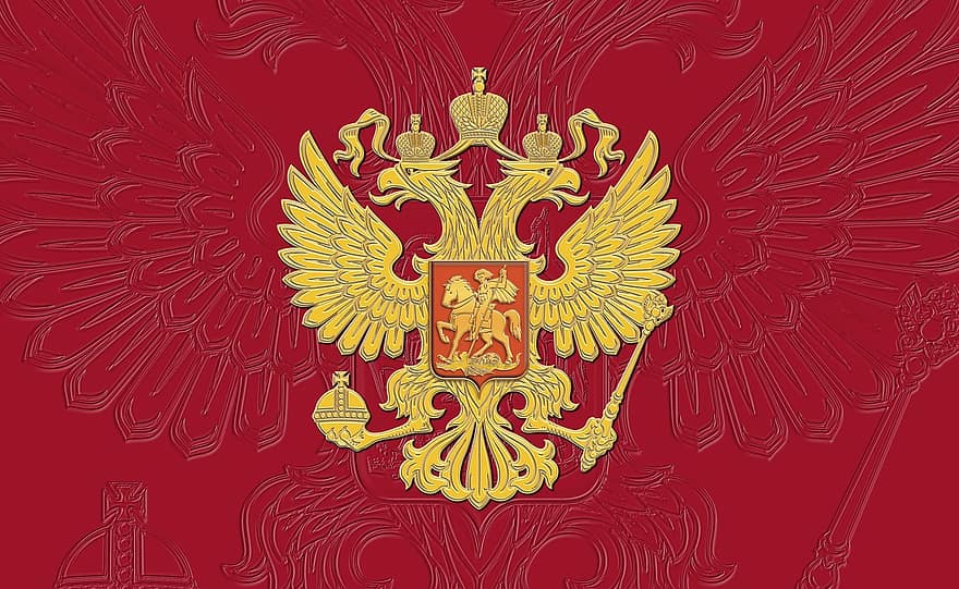 russische Flagge, russisches Wappen, Russischer Kaiseradler, Reichsadler, Flagge, Flagge von Russland