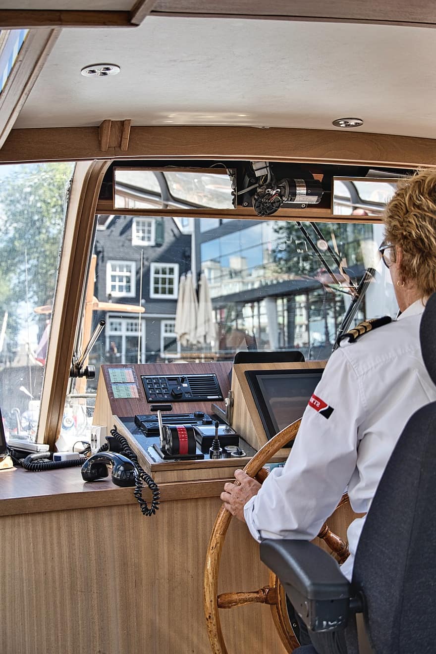 pilota, Capitano, barca, giro, amsterdam, turismo