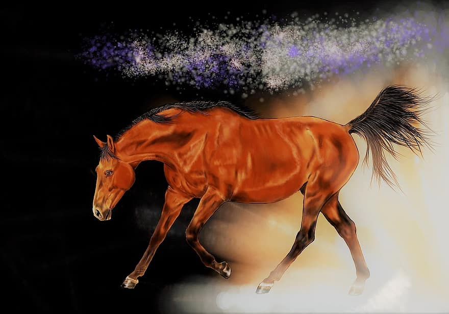 cavall, pintura, art, pintura digital, animal, il·lustració digital