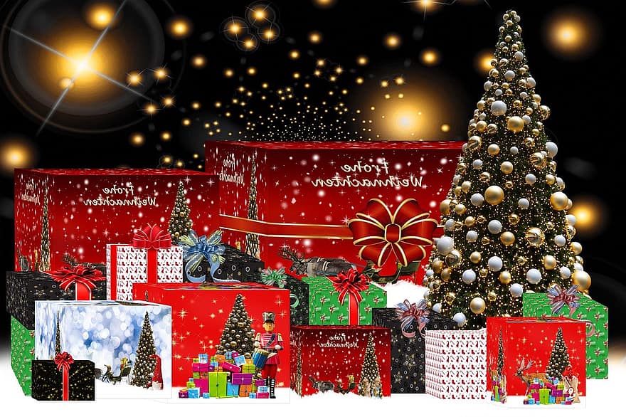 クリスマス、クリスマスカード、クリスマスの背景、贈り物、クリスマスプレゼント、クリスマスモチーフ