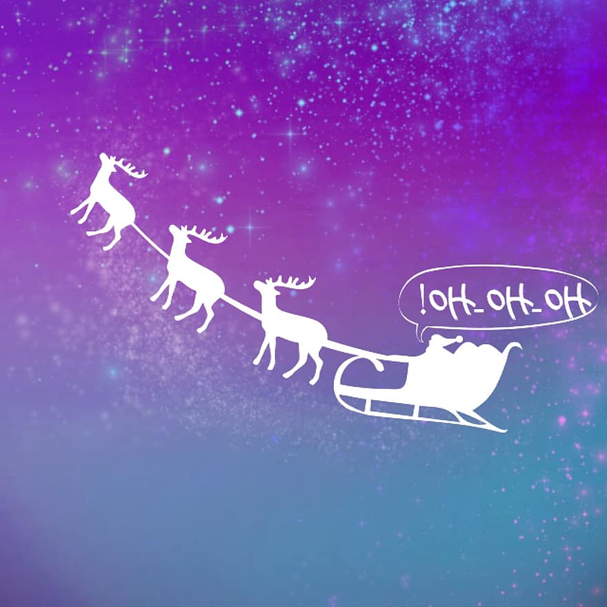 Reindeer, Santa Claus, Reindeer Of Santa Claus, Christmas Motif, Slide, Christmas Card, Sled Reindeer, Winter