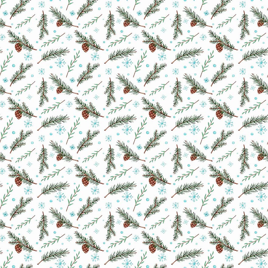 Christmas Pine Cone Pattern, Pine Branch Pattern, Pine, Branch, Christmas, Tree, Evergreen, Nature, Season, Green, Xmas