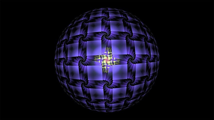 fractal, kamuolys, sfera, ratą, santrauka, modelį, juoda abstrakta, juodas raštas