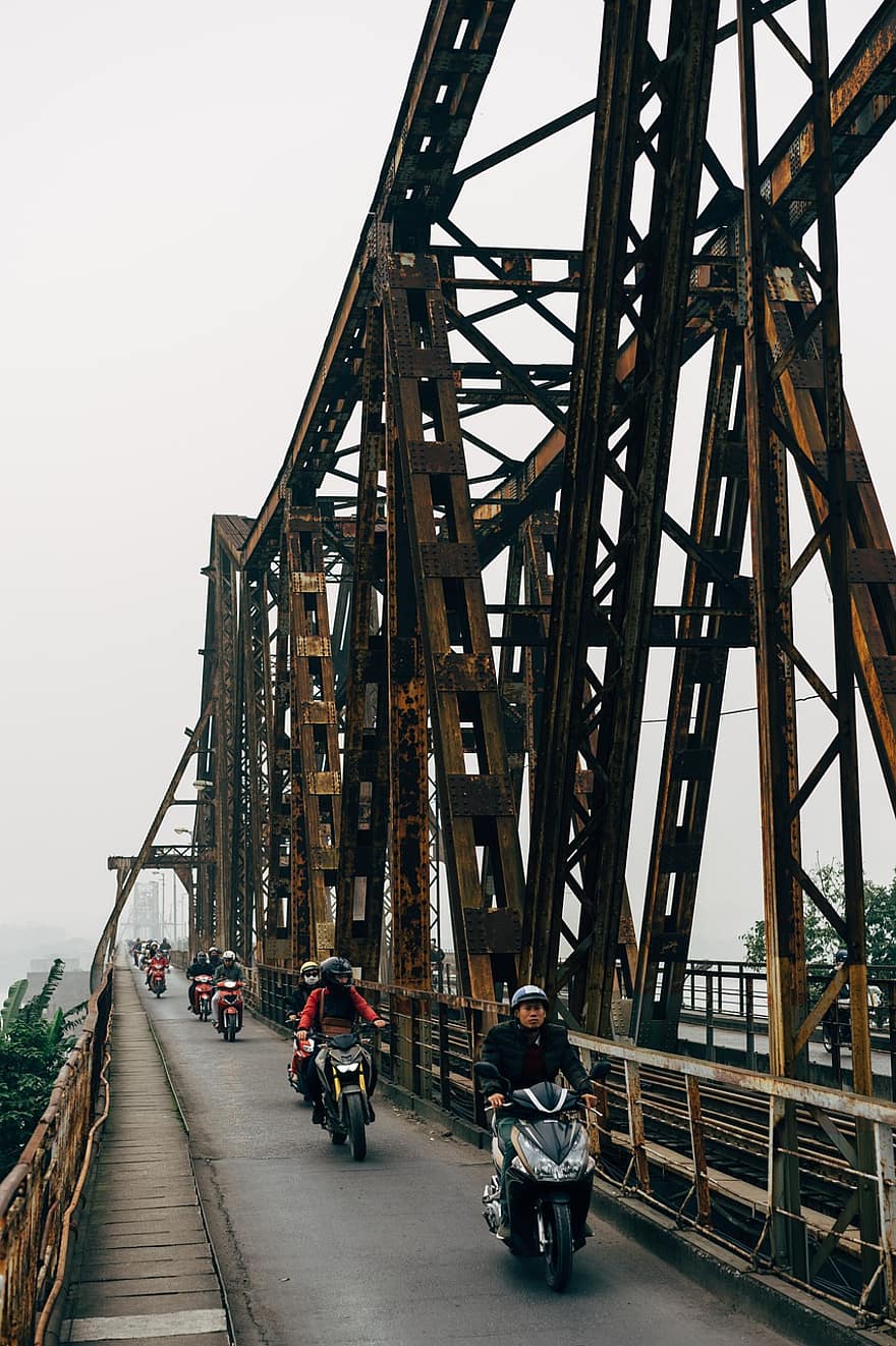 Asia, Vietnam, Vietnamese, Travel, Adventure, Destination, Bridge, Rusty, Metal, Motorcycles, Transport