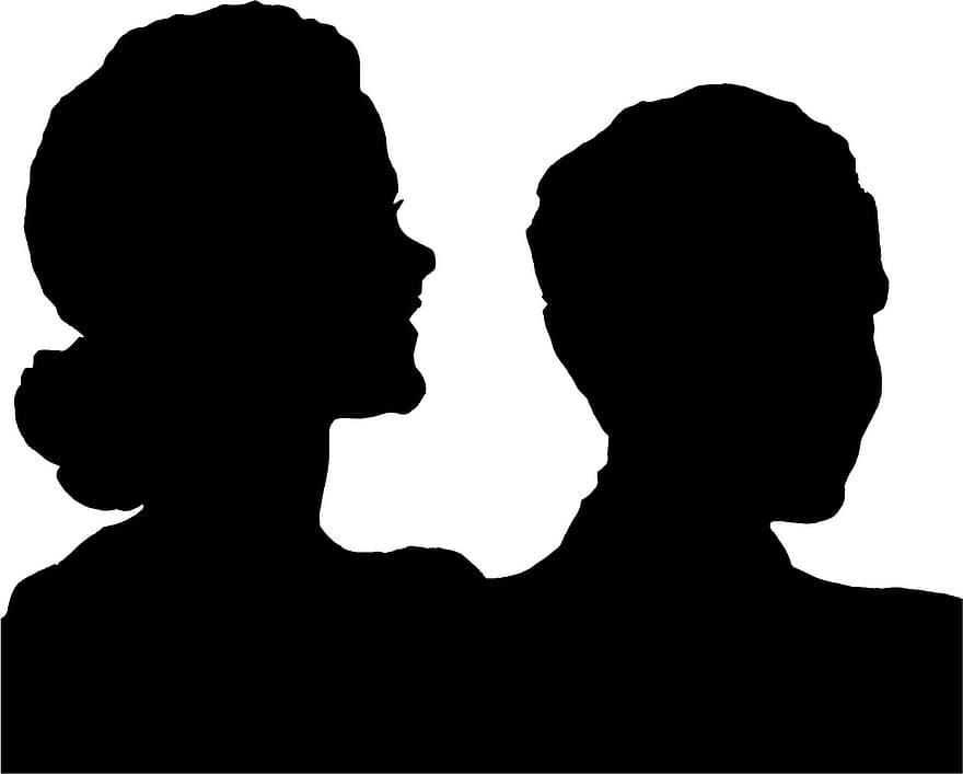 årgang, retro, silhouette, svart, mennesker, par, mann Kvinne, sammen, Svart årgang, Svart Retro
