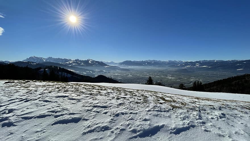 la nature, hiver, saison, en plein air, une randonnée, Voyage, exploration, lumière du soleil, aventure, Alpes, Suisse