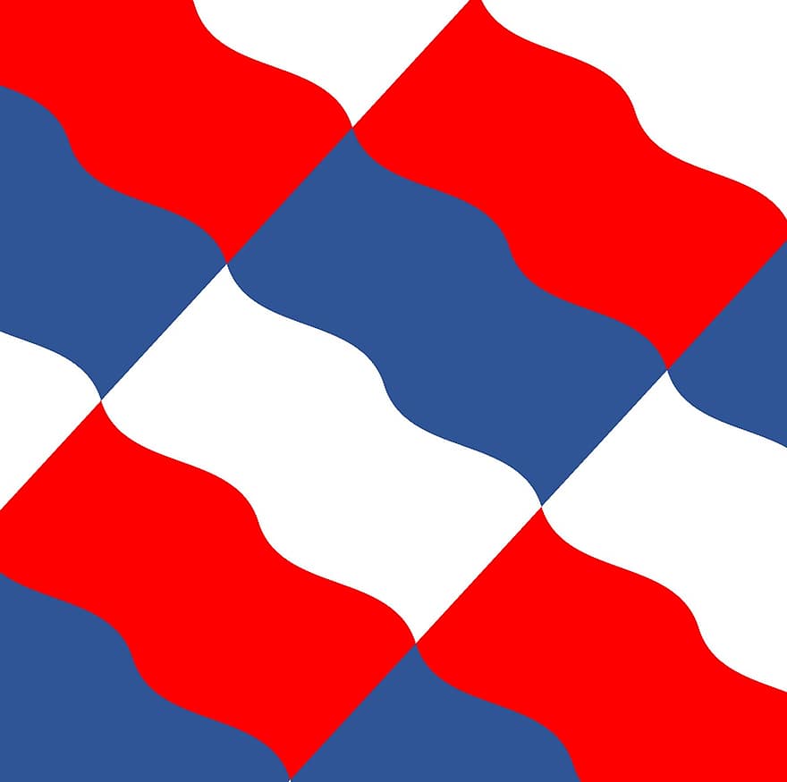vermell, blanc, blau, símbol, disseny, diagonal, onades, banderes, icona, juliol, 4t