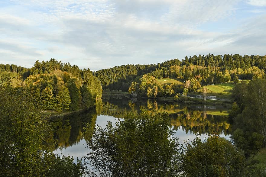 природа, дървета, на открито, пътуване, проучване, езеро, резервоар, Mühlviertel, гора