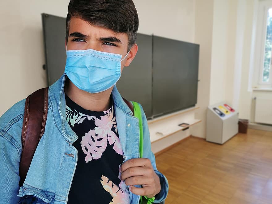 Student, Mask, School Boy, Face Mask, Surgical Mask, Covid-19, New Normal, Protection, Back To School, Pandemic, Virus