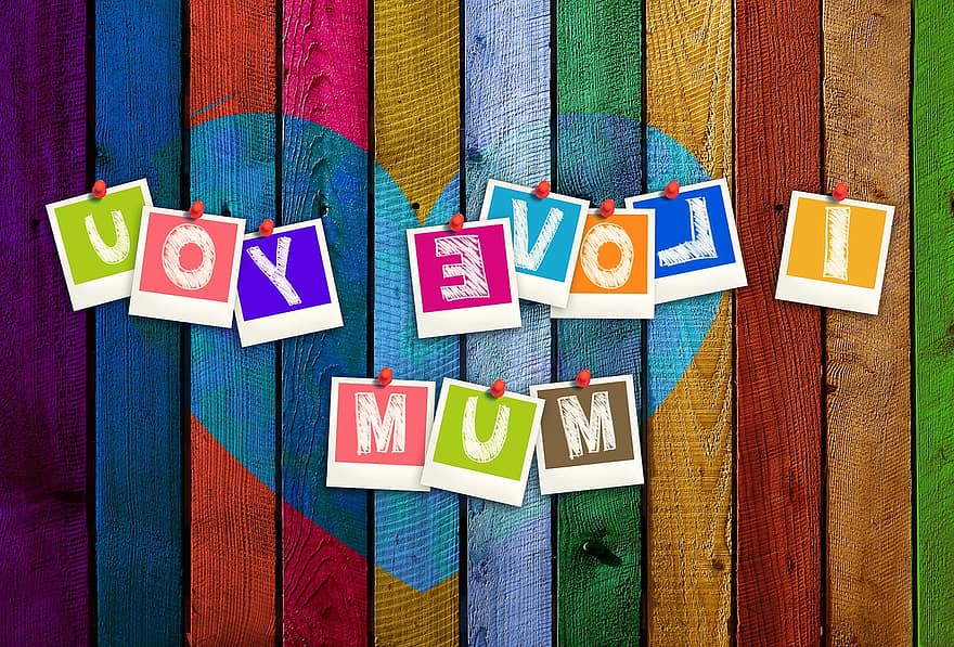 Anyák napja, polaroid, Szeretlek, szeretet, anya, üdvözlőlap, hirdetőtábla, táblák, szív, színes, szín