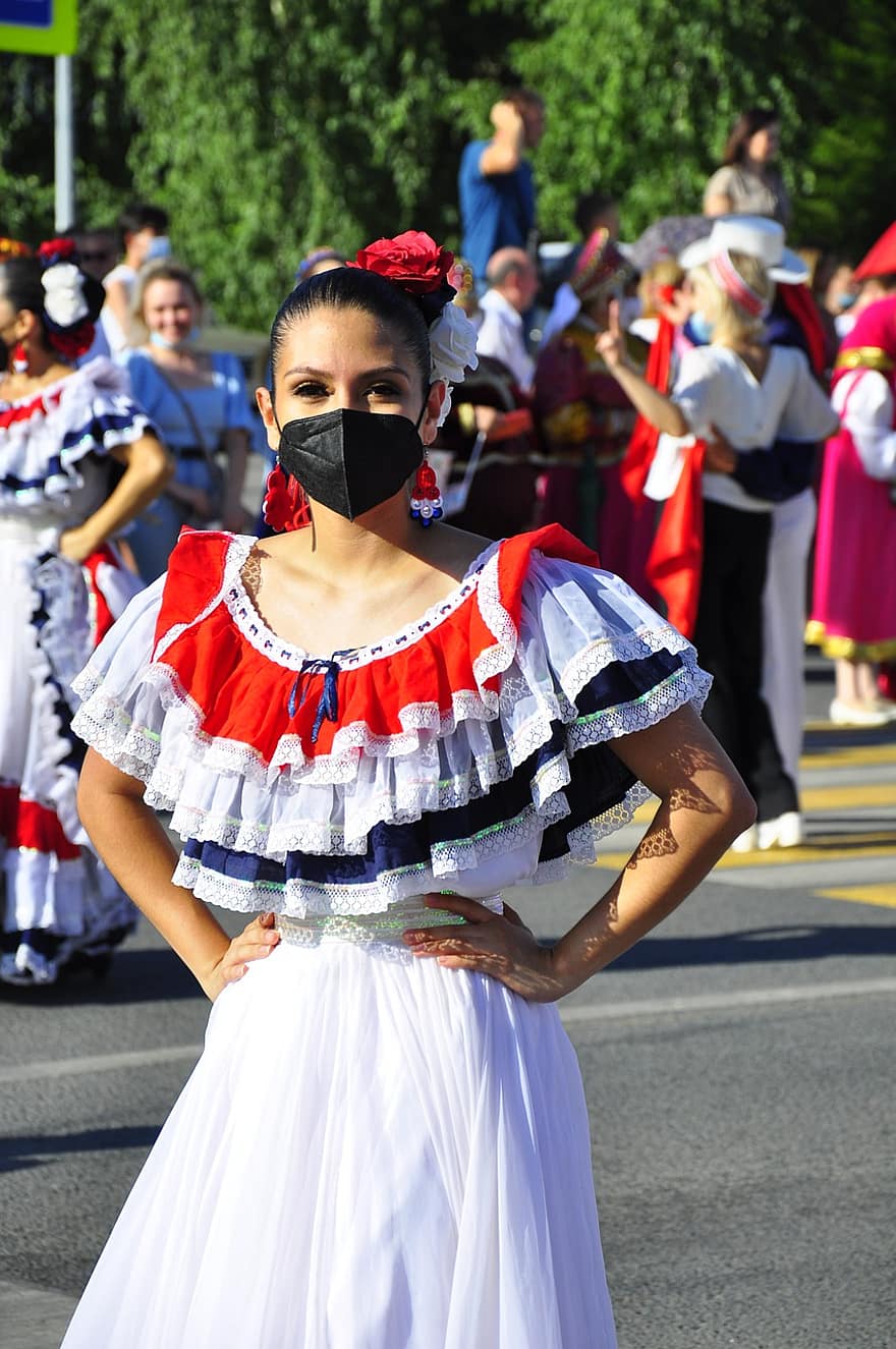 жена, парад, рокля, традиционен