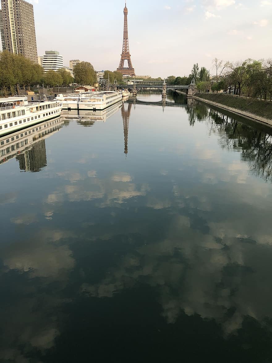 monument, referència, Torre Eiffel, riu, capital, ciutat, panorama, paris