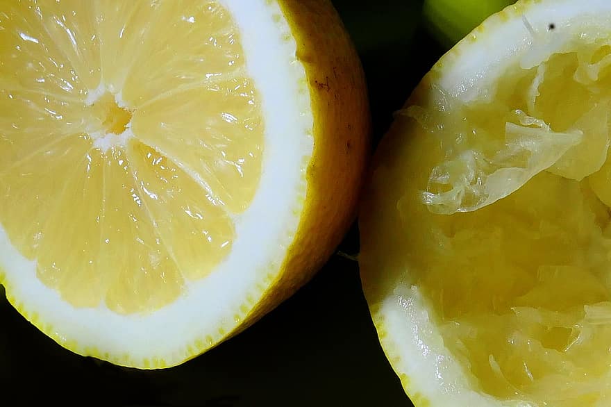 citrón, průřezu, citrus, citrusové plody, zblízka, žlutá, vitamín C, kyselý, zdravý, jídlo, čerstvý