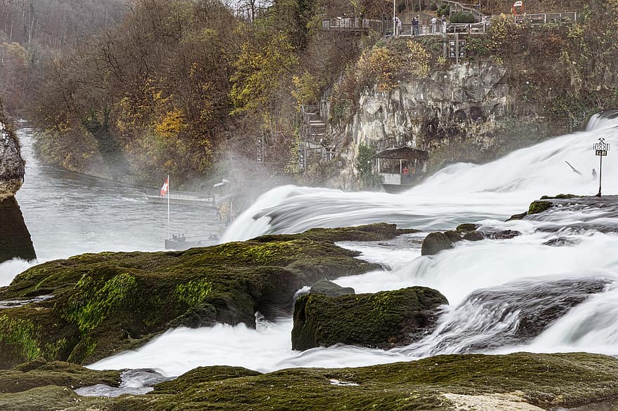 Wasserfall, Rhein fällt, Fluss, Strom, Felsen, Wald