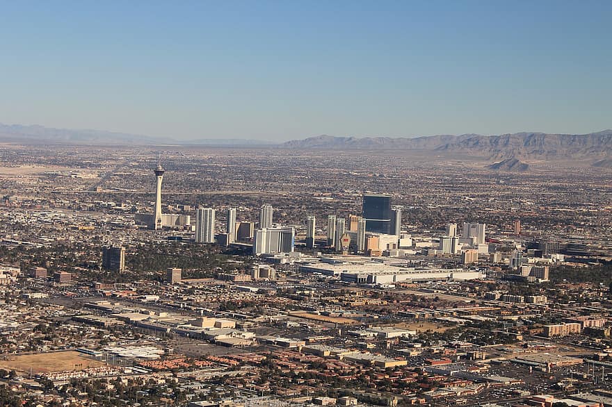 Las Vegas, pejzaż miejski, Miasto, Miasto Las Vegas, miejski, metro, Budynki, panorama, architektura