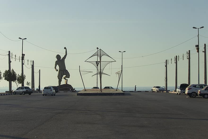 statua, Bandar Abbas, costa, Golfo Persico, scultura, parco, mare, urbano, provincia di hormozgan, mi sono imbattuto