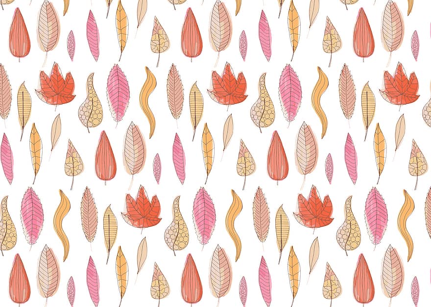 bladeren, herfst, patroon, achtergrond, waterverf, vallen, gebladerte, fabriek
