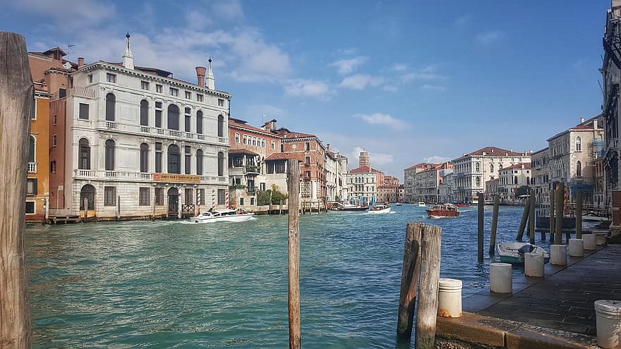 Benátky, Itálie, grand canal, panoráma města, město, městský, slavné místo, kanál, architektura, voda, cestovat