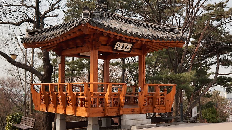 парк, пътека, Waryongjeong, Парк Уорионг, Сонбук-гу, Сеул, Република Корея, Корея, Букаксан, архитектура, култури