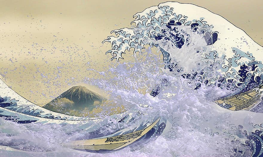 Hokusai, Fuji Dağı'nın Otuz Altı Manzarası, dalga, deniz, mt fuji, fantezi
