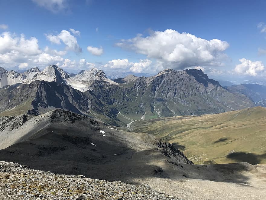 Panorama do Bärenhorn, rota alpina, Alpes, caminhar, céu, topos, excursões, caminhada, montanhas, natureza, nuvens