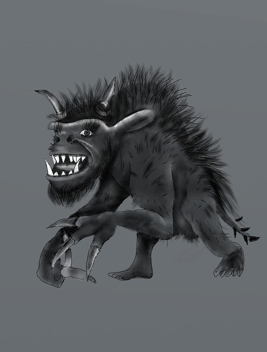 Fantasy Werewolf, monster, mystisk, figur, konstig, fantastisk, magi