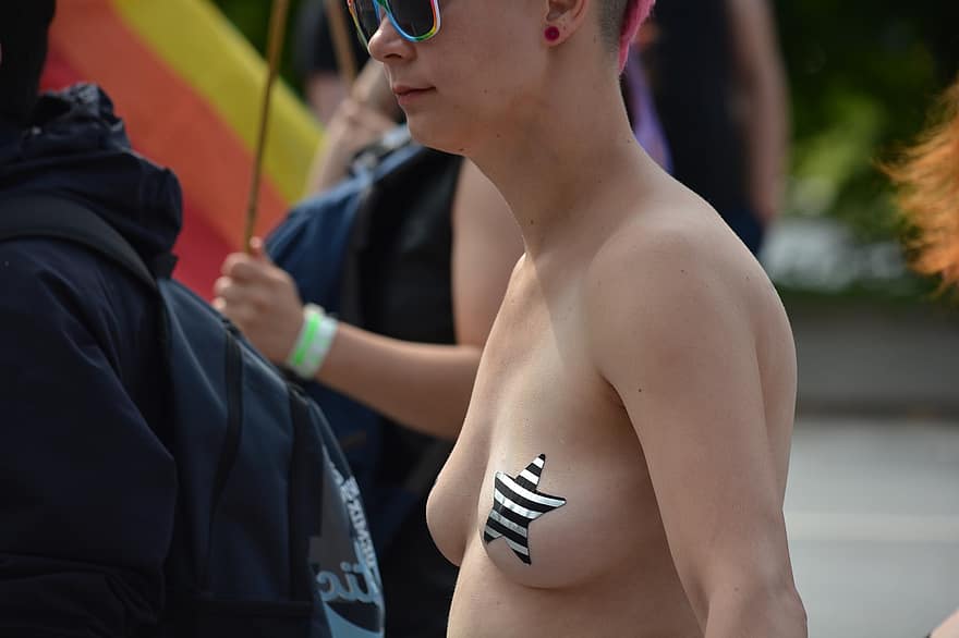 человек, женщина, гей, день улицы Кристофера, гамбург, CSD, парад, демонстрация