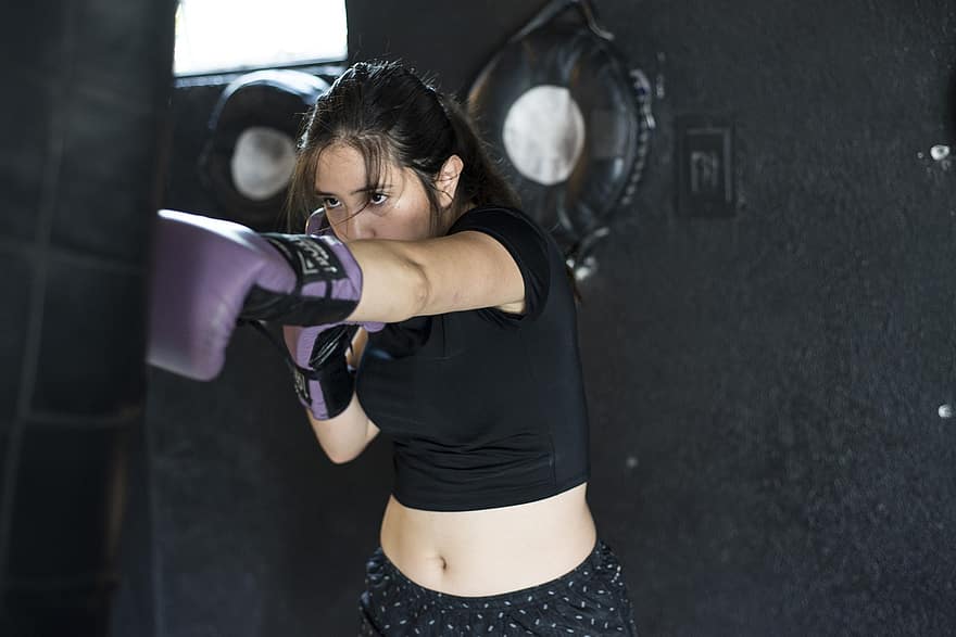 donna, boxe, punch, gli sport, allenatore, ragazza, giovane donna, femmina, atleta, attivo, guanti da box
