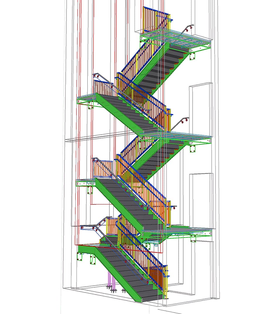 escalier, escaliers, cage d'escalier, architecture, plans, 3d, bâtiment, maison, construction, conception, disposition