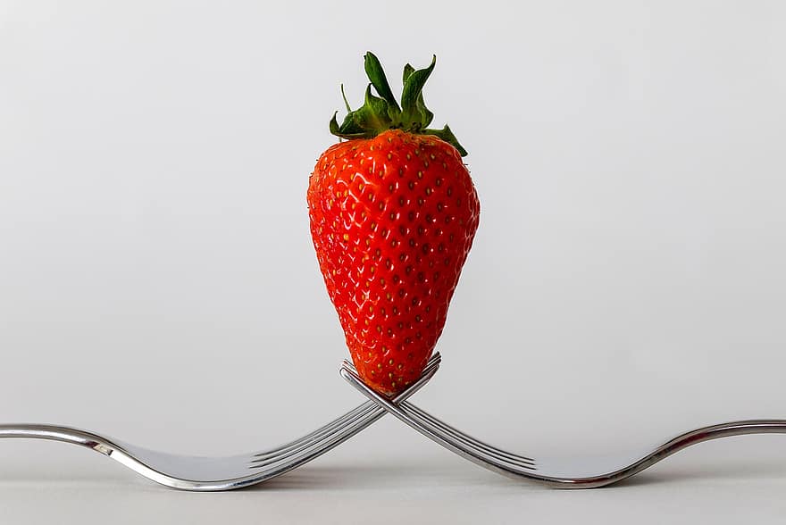 Strawberry, Forks, Art, Fun, Fruit, Berry