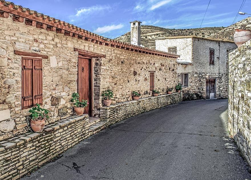 Cyprus, Agia Anna, dorp, straat, huizen, architectuur, buitenkant van het gebouw, oud, geschiedenis, culturen, reizen