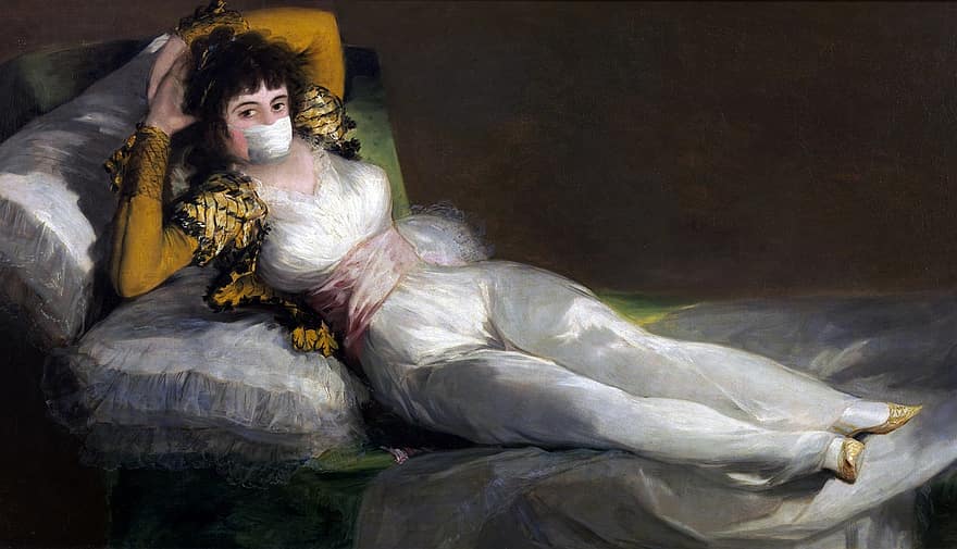Coronavirus, Clothed, Maja, Goya, Woman, Painting, Spain, Spanish, Health, Madrid, Virus