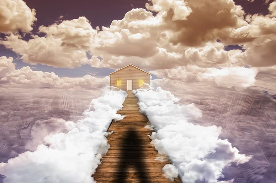 Clouds, Sky, Above The Clouds, Photoshop, House