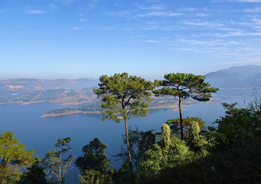 Barapani, lago, umiam, Bada Pani, escénico, turismo, cerros, pino, bosque, recreación, vacaciones
