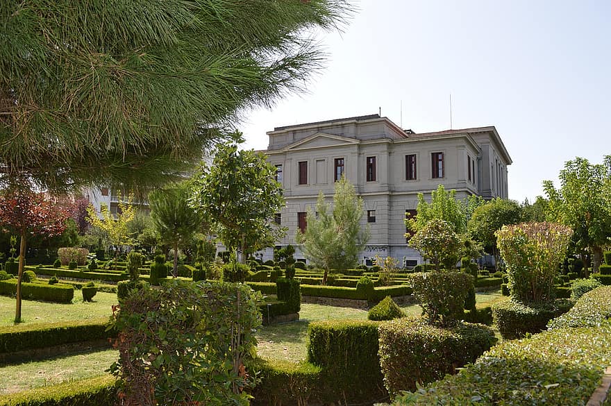mansão, jardim, construção, arquitetura, Trípoli, arcadia, verão, árvore, jardim formal, grama, exterior do edifício