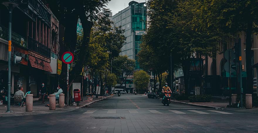 Saigon, utca, város, városi élet, városi, város séta