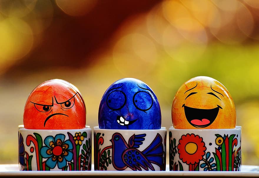 Pâques, œufs de Pâques, marrant, visage, amusement, coloré, joyeuses Pâques, Oeuf