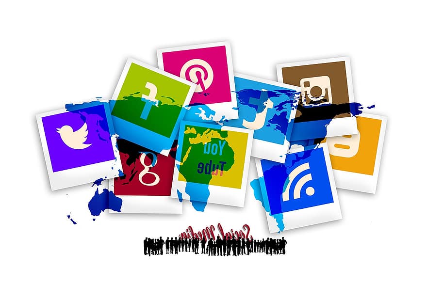 közösségi média, ikon, polaroid, blogger, pinterest, instagram, twitter, hálózatok, Internet, társadalmi, közösségi háló