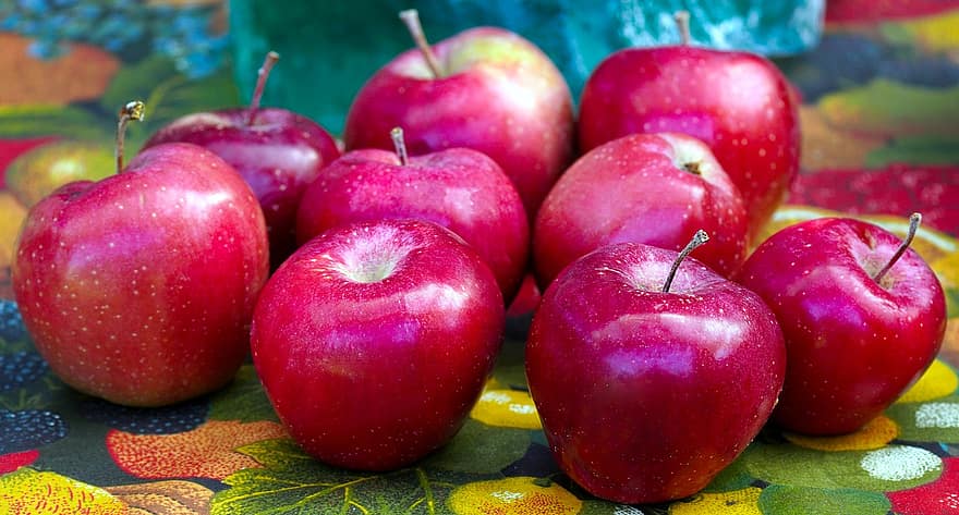 äpplen, röda äpplen, färska äpplen, färska frukter, skörda, producera, organisk, frukt, färsk, hälsosam, mat