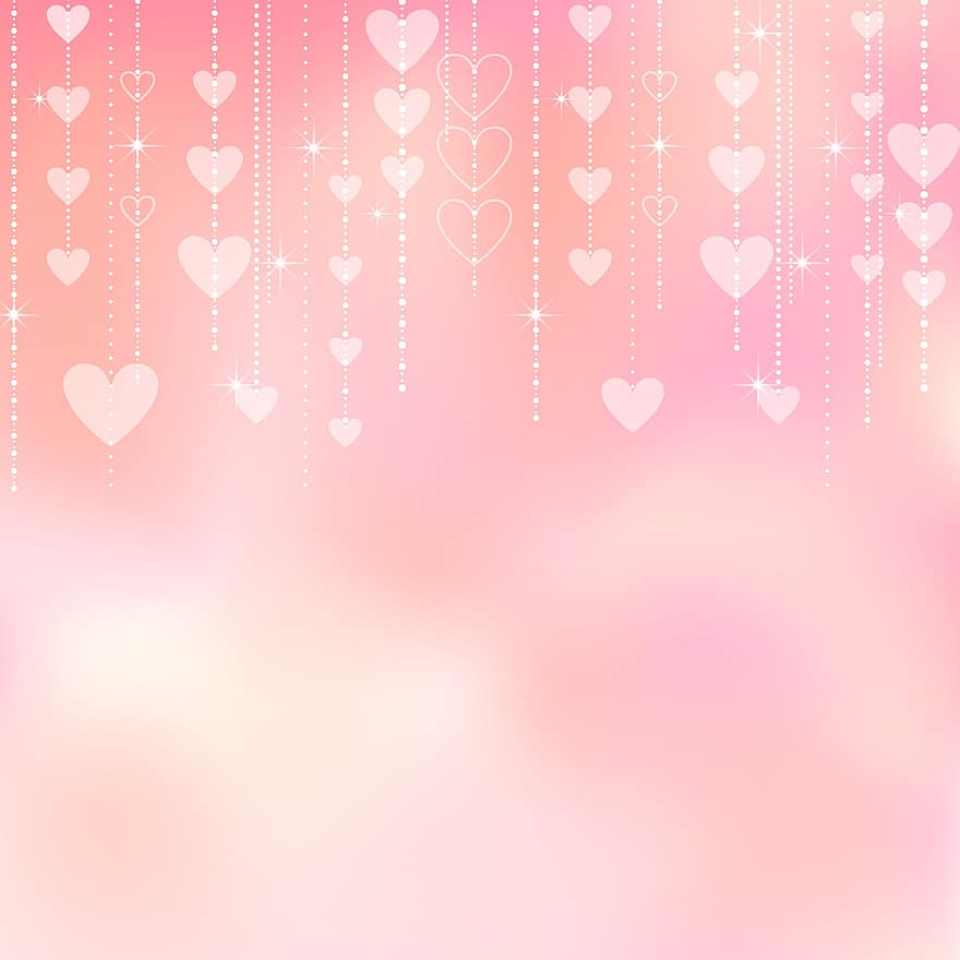 バレンタインの背景、ボケ心、ピンク、心、愛、バレンタイン、ロマンチック、色、赤、デコレーション、ロマンス