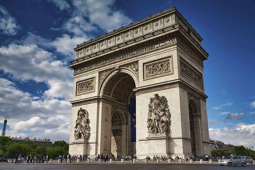 凱旋門、パリ、ランドマーク、有名な、フランス、建築、記念碑、ヨーロッパ、歴史的な