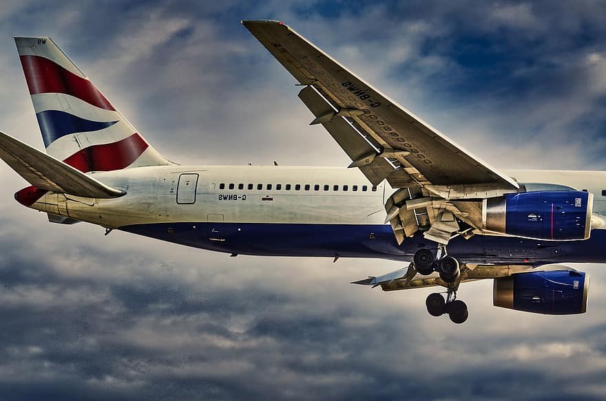 avió, avions, vol, ales, sortida, jet, aeroport, vies aèries britàniques, Boeing, passatger, trànsit aeri