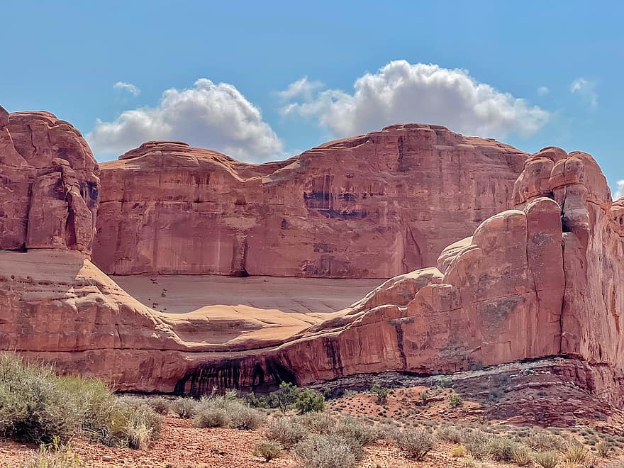 moab, parc national des arches, formations de pierre, rocher rouge, géologie, la nature, désert, grès, canyon, vue panoramique, paysage