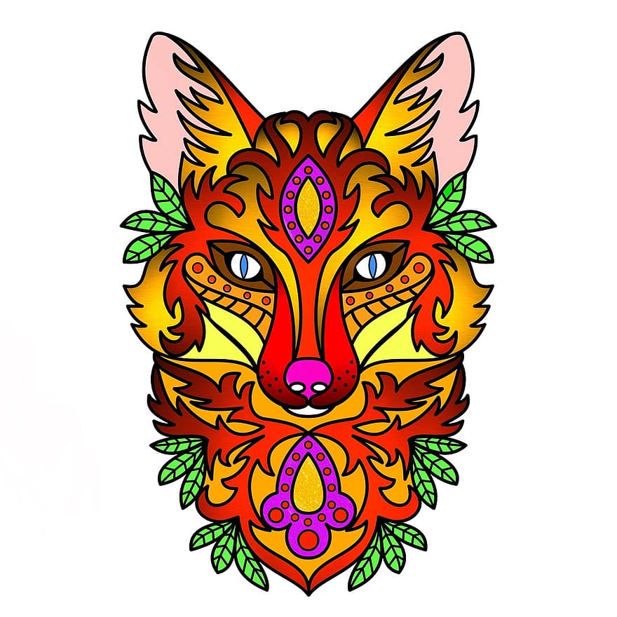 Fox, Colourful, Animal
