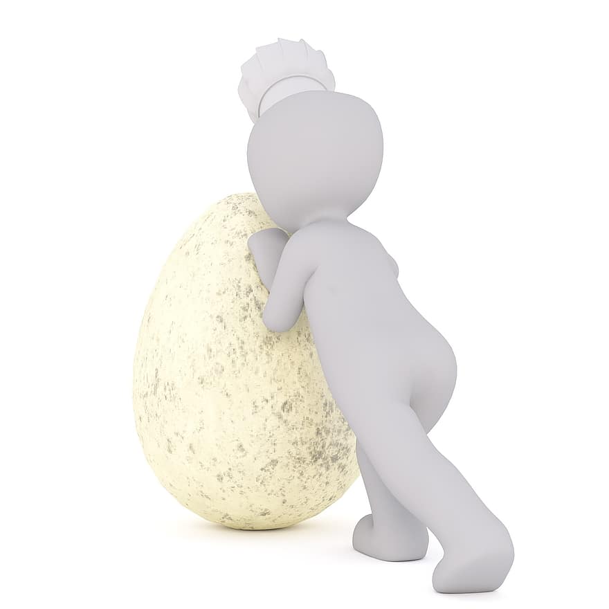 Pascua de Resurrección, huevo de Pascua, huevo, cocina, cocinar, gorro de cocinero, hombre blanco, modelo 3d, aislado, 3d, modelo