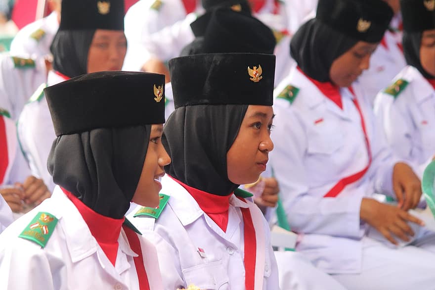 Organização juvenil, Paskibraka, indonésio, Levantadores de bandeira, tropas, patriotas, crianças