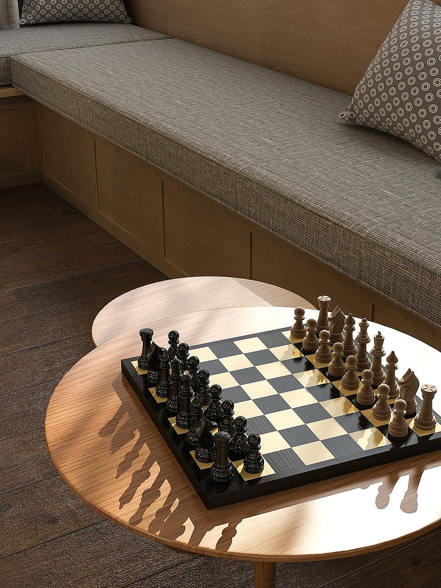 stoły, szachownica